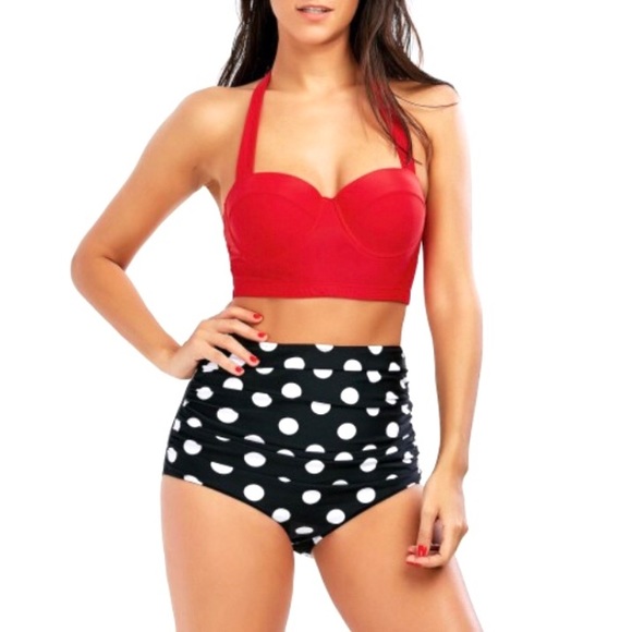 Other - ★NWOT★ RETRO Pin Up High Waisted Polka Dot Bikini